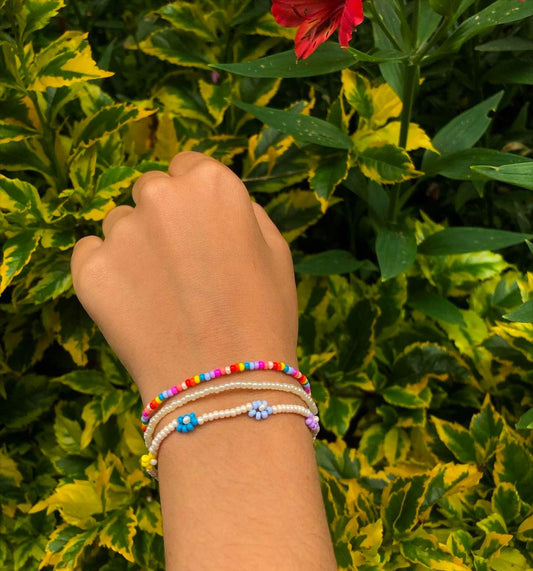 Set de pulseras de flores y sencillas 🌺🌷